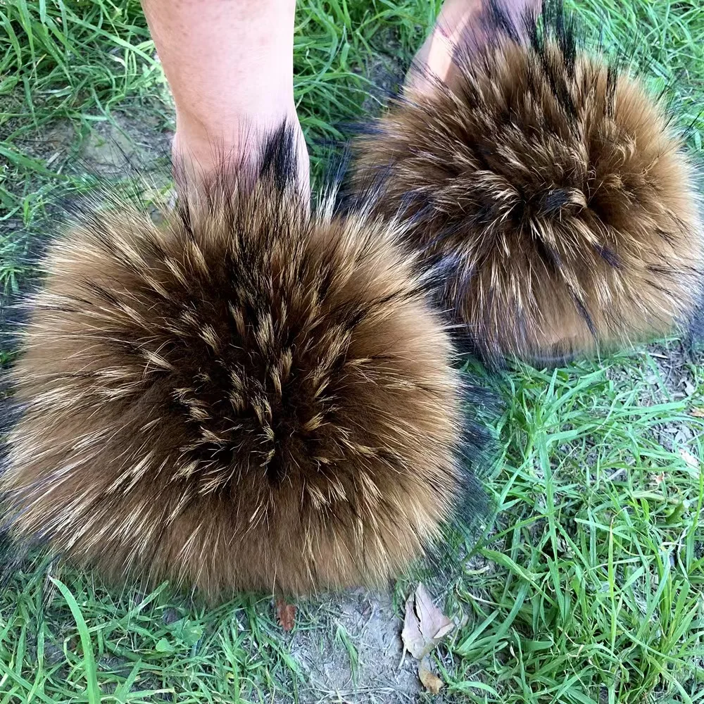 High Quality Fur Slippers Women Fashion Fur Slippers Fox Fur Slippers
