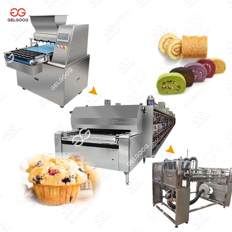 Full Industrial Equipment Swiss Roll Cake Make Cake Production Line Machinery For Muffin