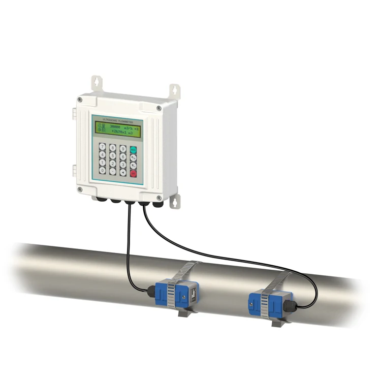 TUF-2000S DN15-DN6000 output 4-20 mA RS485 external clamp/plug-in sensor type wall-mounted ultrasonic flowmeter