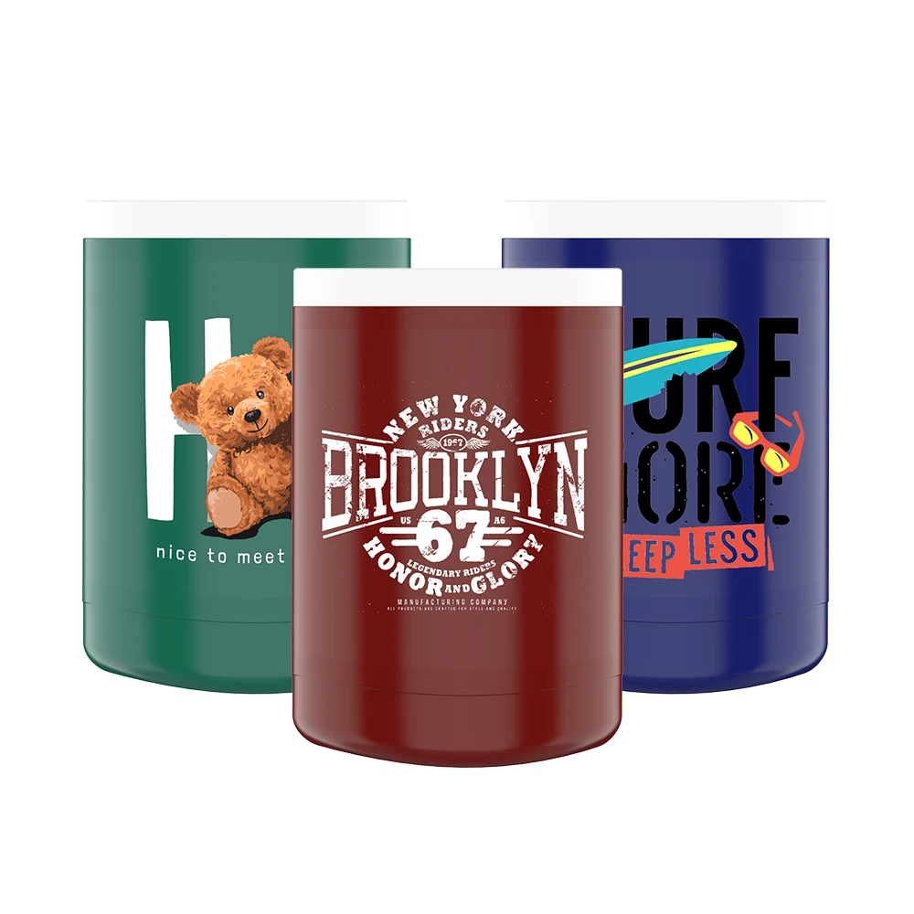 Cheap price 350ML custom insulated Vacuum Insulated Stainless Steel slim sublimation can cooler