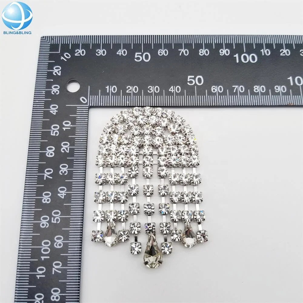 Sparkling Crystal Tassel Patch Rhinestone Applique For Clothing Accessories DIY Handmade Bag Shoe Buckle Hat Ornament Brooch pin