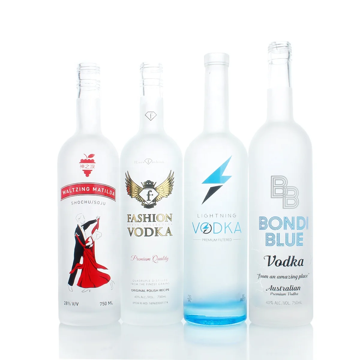 Wholesale frosted 750ml 750 ml super flint vodka whiskey liquor spirit alcohol shape glass bottles