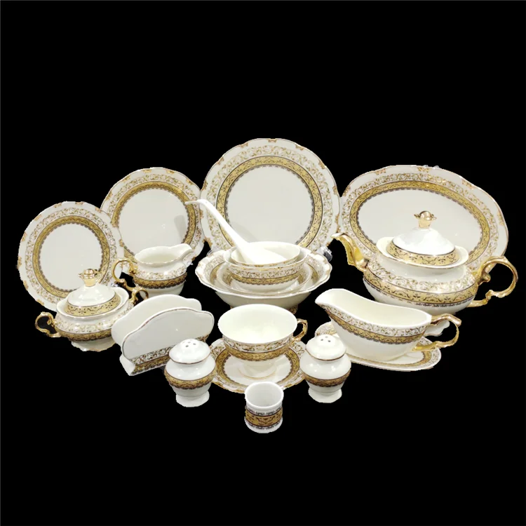 
New Design 69pcs new bone china Dinnerware Set porcelain plates bowls ceramic dinner set for Wedding Gift 