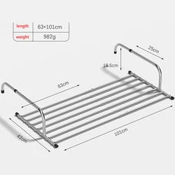 Indoor Outdoor stainless steel telescopic balcony window wall mounted hanger adjustable folding clothes drying rack