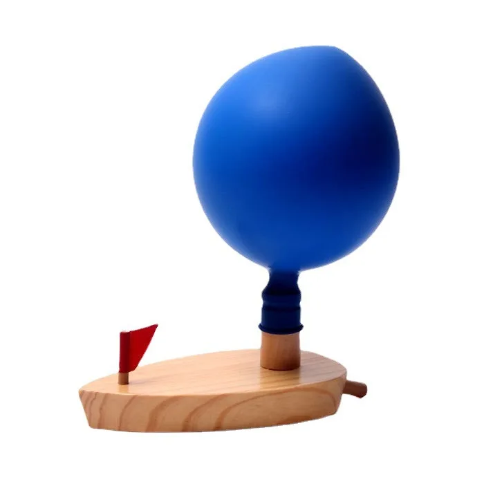 Science and Education Experiment Splashing Training Hands-on Ability Educational Toy Children Wooden Balloon Boat Power Boat