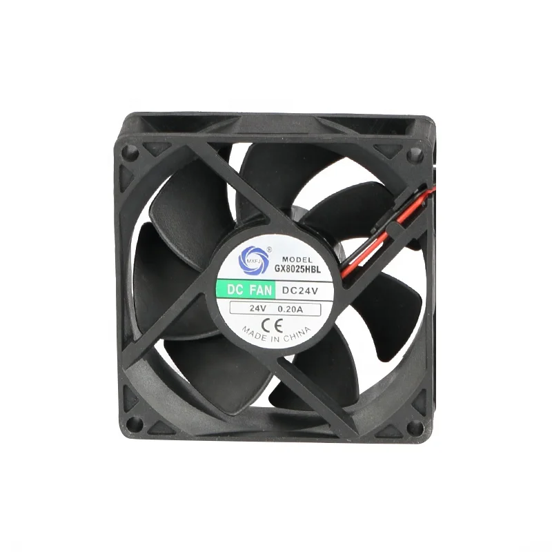 GX8025 12V/24V 80x80x25mm MEIXING DC Axial Fan Ball Sleeve Plastic Case Plastic Fan Blade Back High Speed Cooling Radiastor Fan