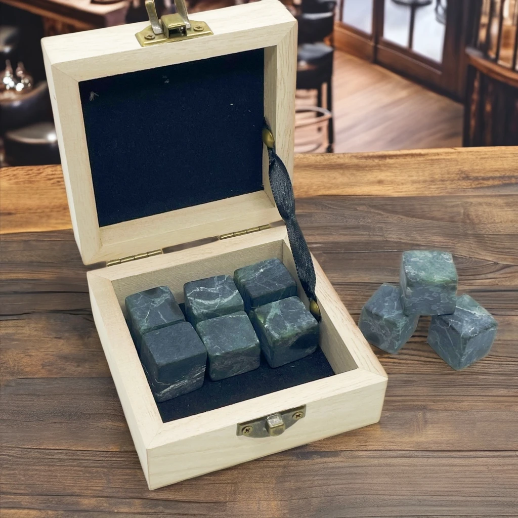 9 PK Marble Ice Cube Stones Reusable 2cm Square Whiskey Stones Crystal Gemstone Ice Cubes Stone Magnetic Jade Cubes