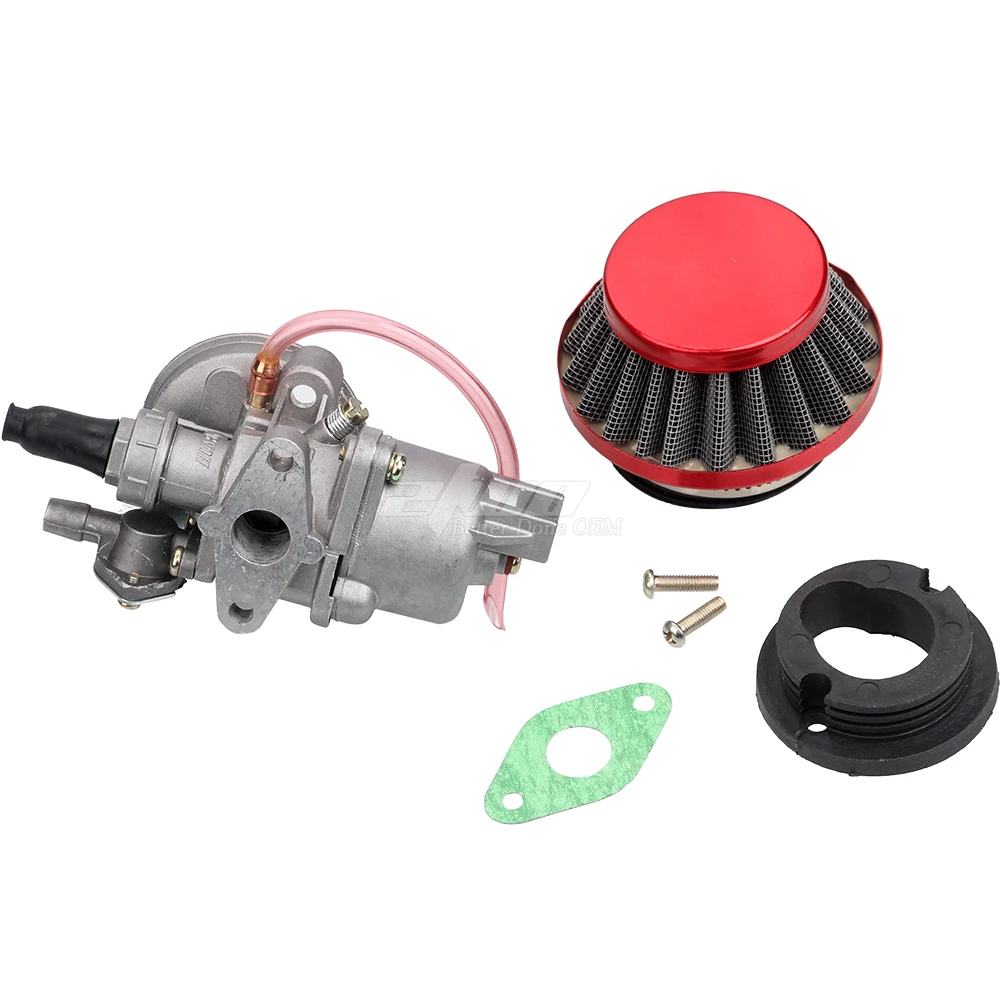 Minimoto Red Air Filter + Carburetor Carb + Stack For 2 Stroke 47cc 49cc Engine Parts Mini Moto Kids ATV Quad 4 Wheeler Go Kart