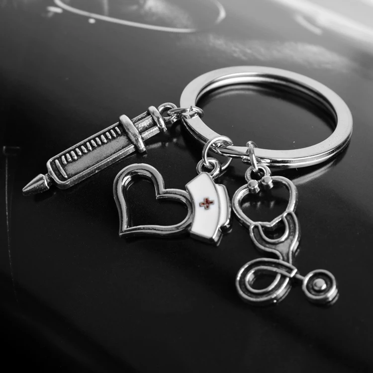 Trendy medical stethoscope keychains letter she believed she could so she did nurse doctor metal key chains for women man gift