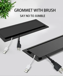 ABS Aluminum Alloy Furniture Soft Closing Brush Cable Grommet Box with buffer For Workstation