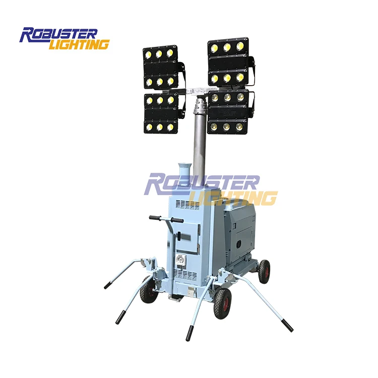 Portable Diesel Generator With Flood Lights Lighting Tower