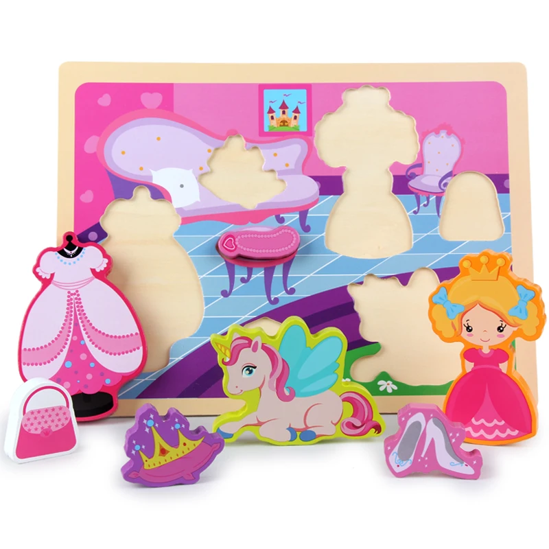 Montessori Animal pairing plate shape wooden puzzle matching educational toy