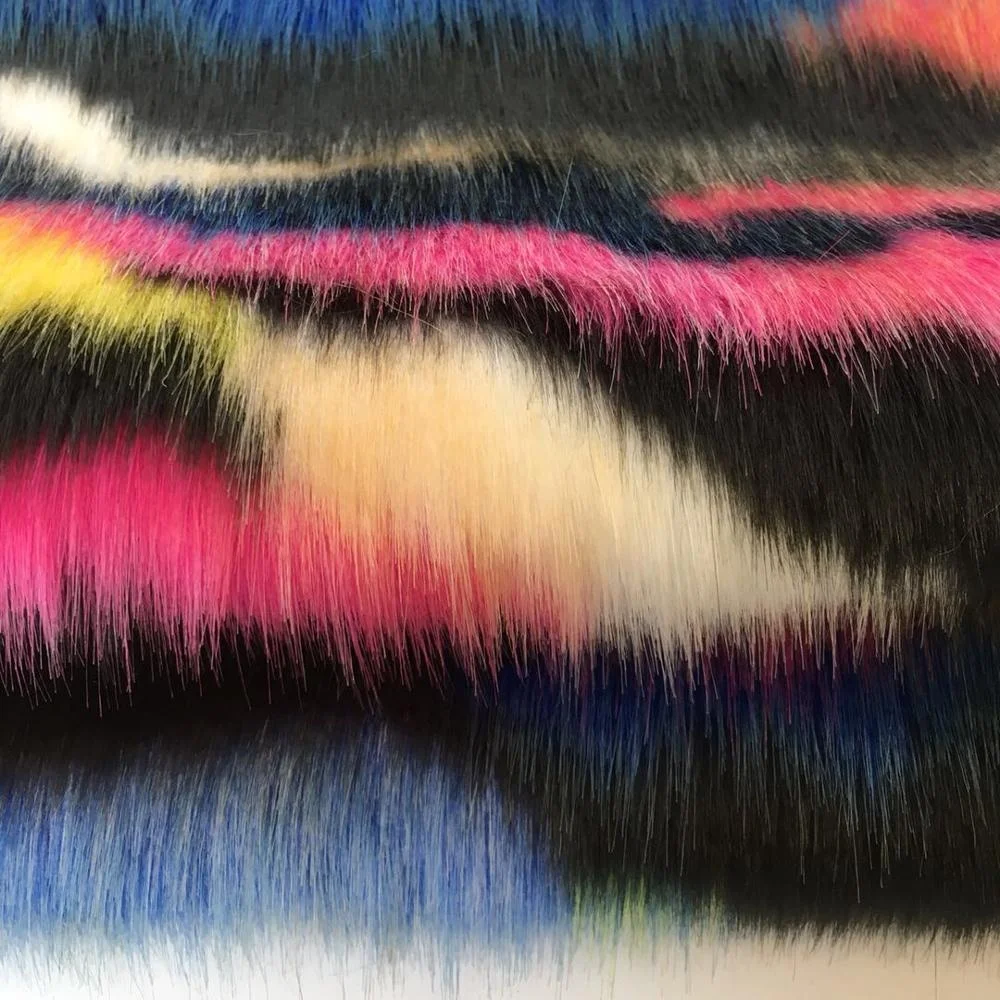 New Design multicolor jacquard long high pile Artificial faux fur fabric for toys home texiles garment