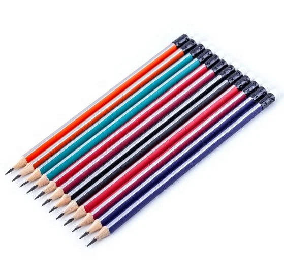 Office & school striped Graphite HB wood pencils with eraser toppers
