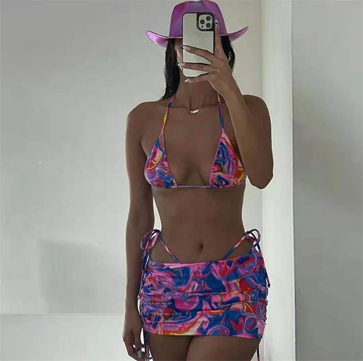 Eation QUICK DRY New String Sexy Swimwear Summer Microkini Beach Bikini Sexy Printed Dress Swimwear