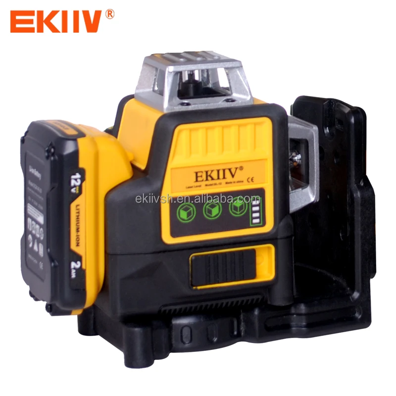 Professional Rotary 3d 360 Cross Lines Green Beam Laser Level Vertical Two Large-capacity Batteries 12 Lines Laser Level