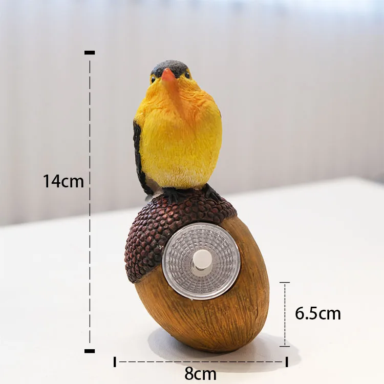 Resin Crafts Wholesale Custom Garden Decoration LED Solar Box Animal Statue Cute bird Figurine