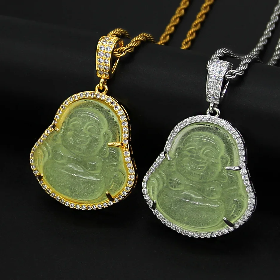  Latest new micro pave cz glow-in-the-dark buddha