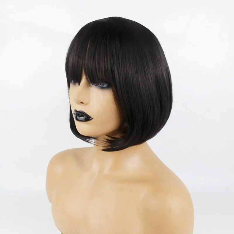 Wig Bobo Wig Female Qi Bangs Bo Bo Bo Short Straight Hair Chemical Fiber Vickers  hair  hot selling products 2024