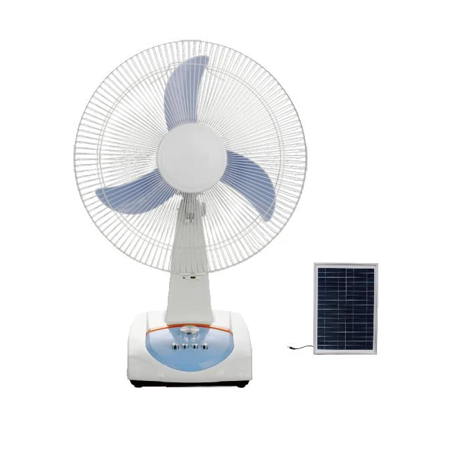 Low voltage 16 inch solar rechargeable dc desk fan 12 volt with battery clips