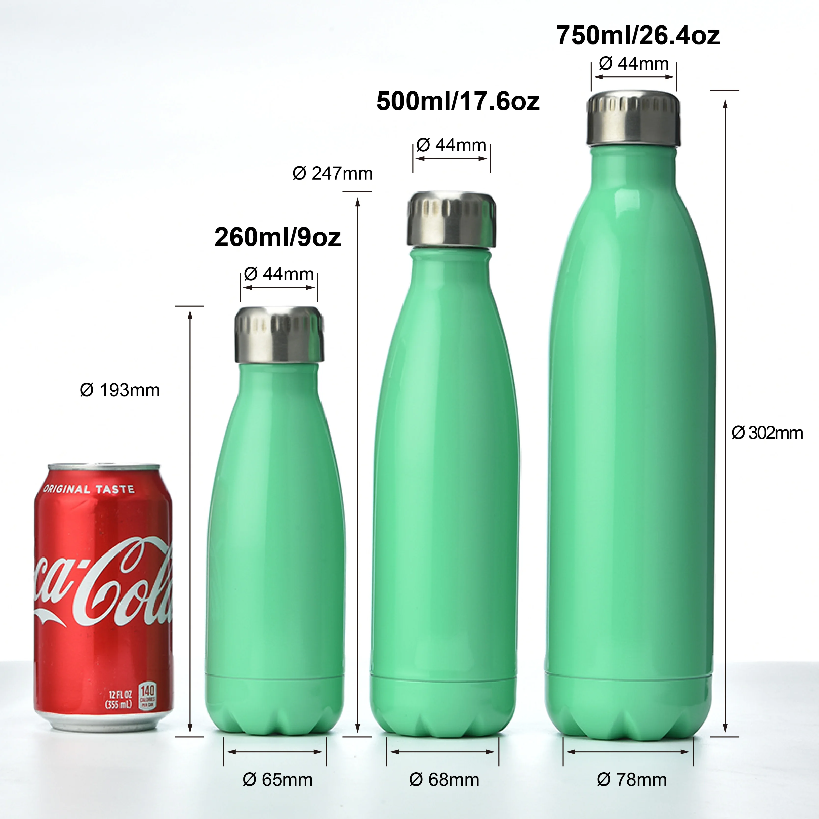 
Eco friendly vacuum sport double wall copper stainless steel thermo cola shape drink insulated water bottles with custom logo 