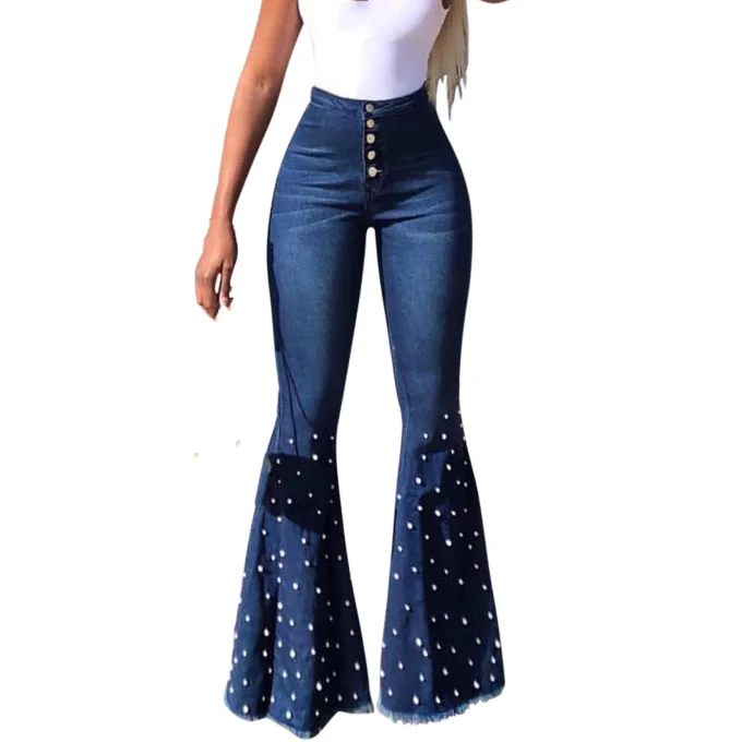 
Wholesale Women Jean Pants Ladies Cotton Denim Pant Lady Flare Jeans 
