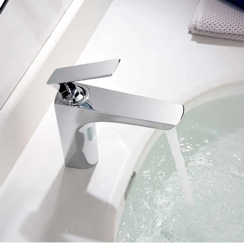 Web Celebrity Style Faucet Brass Basin Faucet Mixer Sink Taps Bathroom Brushed Grey Finish Basin Mixer