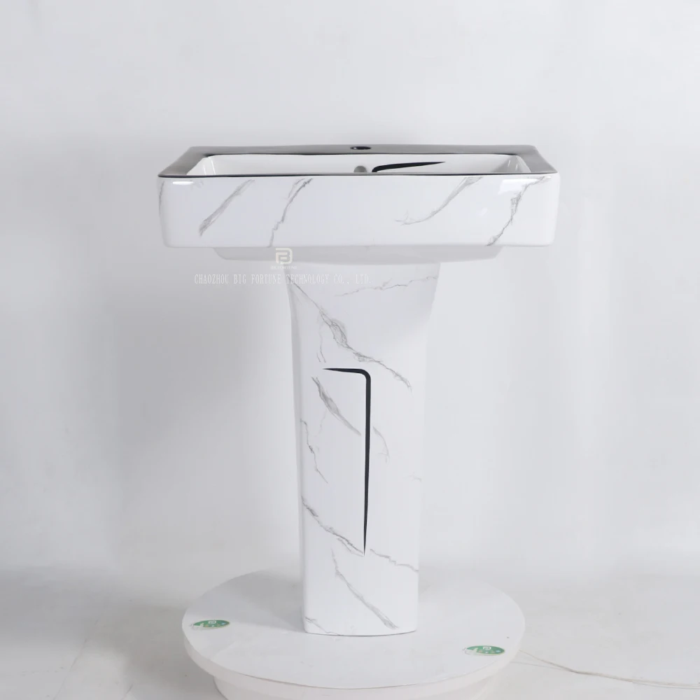 Chaozhou Porcelain Square Sanitary Ware Suite Bathroom One Piece Wc Toilet Set With Pedestal Sink