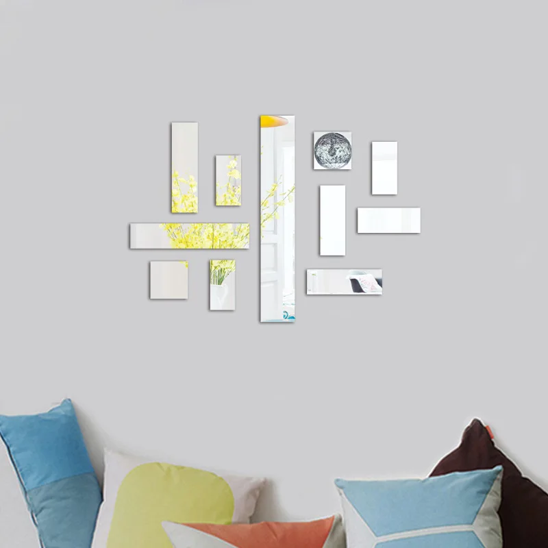 YIYAO Removable Feather Mirror Wall Stickers Decal Art Vinyl Home Room Decoration DIY