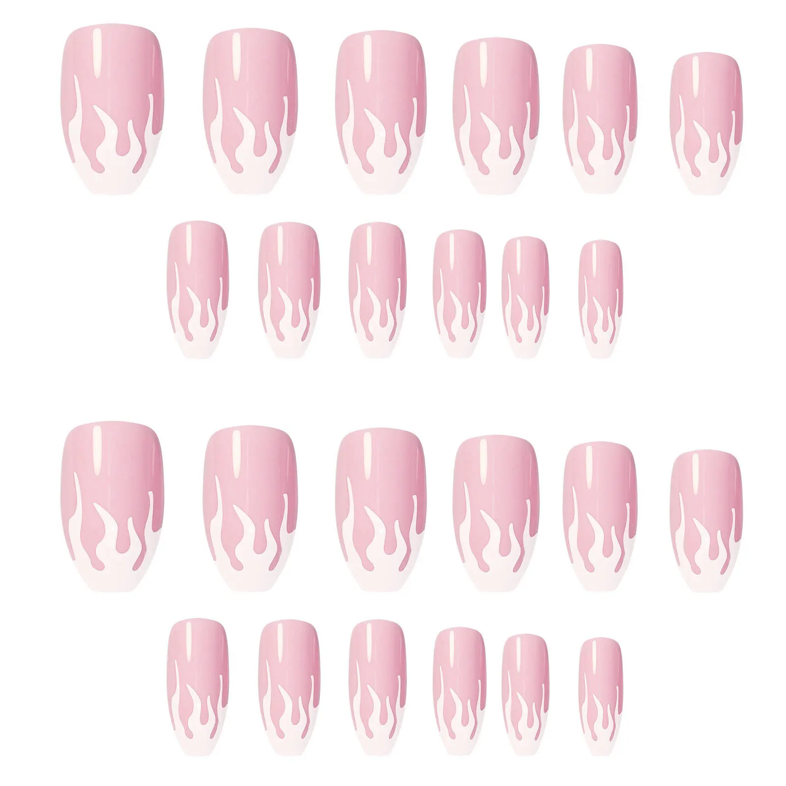 2023 Hot Selling Pink Flame Ballet False Nail Tips Finished Full Cover Press On Nails Wearing Artificial Nails