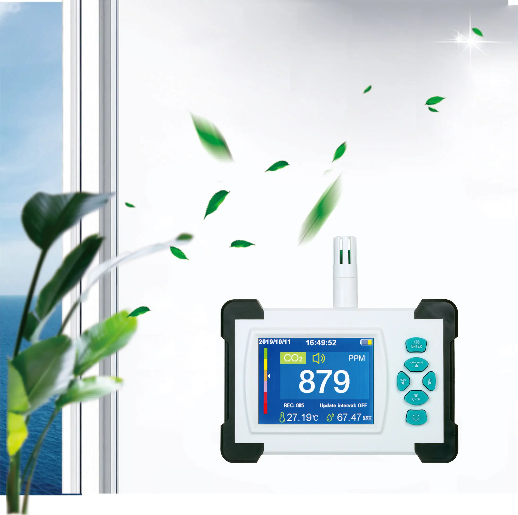 Air Quality Detector Indoor Air Quality Meter Digital CO2 Meter CO2 Monitor Gas Analyzer 9999ppm CO2 Analyzers PDF datelogger