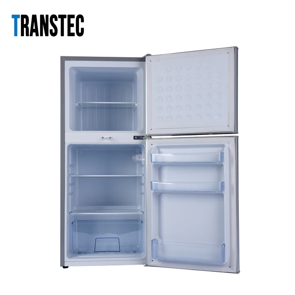 118L Solar Powered Double Door Refrigerator DC 12 fridge with off grid system for commercial and household use