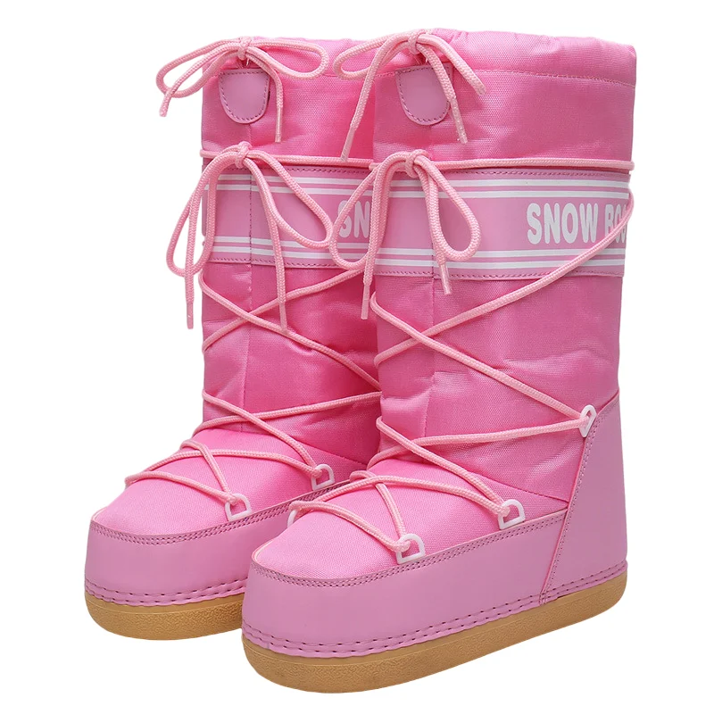 Customize Winter Skiing Space Boots Fashion Round Head Mid-tube Womens Snow Boots Thickened Lunar Shoes