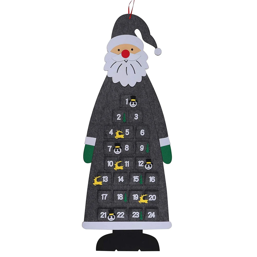 Felt Santa Christmas Hanging Count Down Advent Calendar With 24 Days