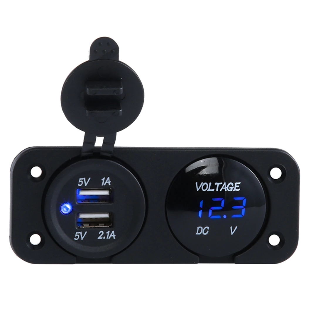 12v Dual USB Car Cigarette Lighter Socket Splitter 12v Charger Power Adapter Outlet Accessories Panel for Car Motorcycles Boat