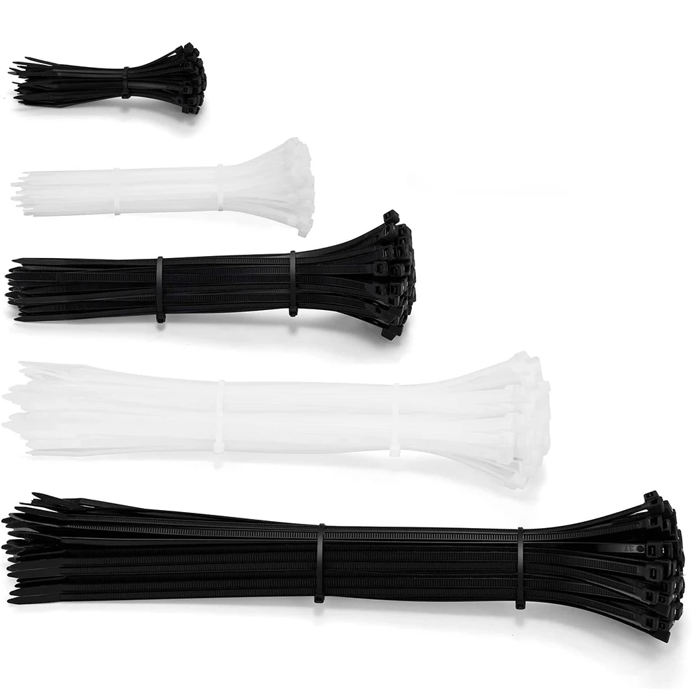 Сверхмощный прочность на растяжение пластиковые защитные пломбы с днократной блокировкой и нейлон 66 белый/черный Кабельные стяжки Провод, кабельные стяжки