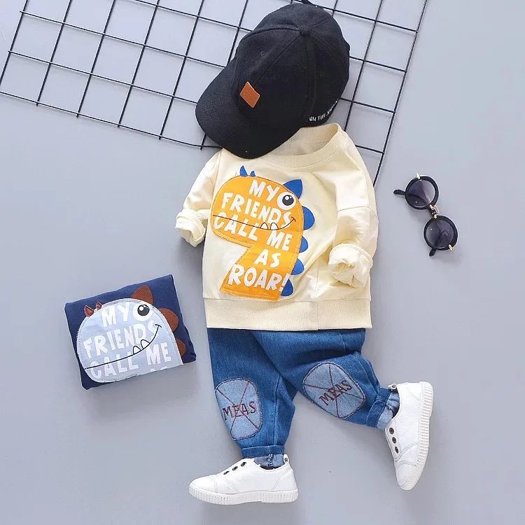 
2020 hot sale fashion cute popular jeans long sleeve printed sweatshirt children clothes little boys clothing 