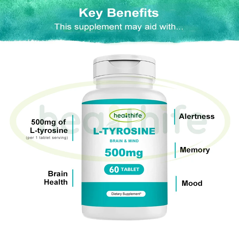 Healthife L Tyrosine Powder, 500mg/60capsules L-Tyrosine Capsules