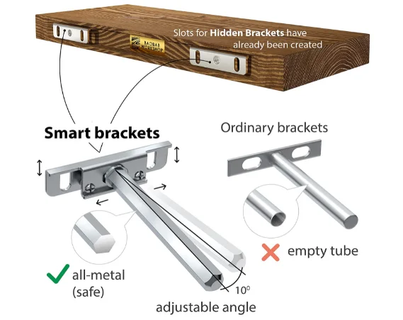 Высококачественная декоративная настенная полка CNLF для спальни деревянная плавающая