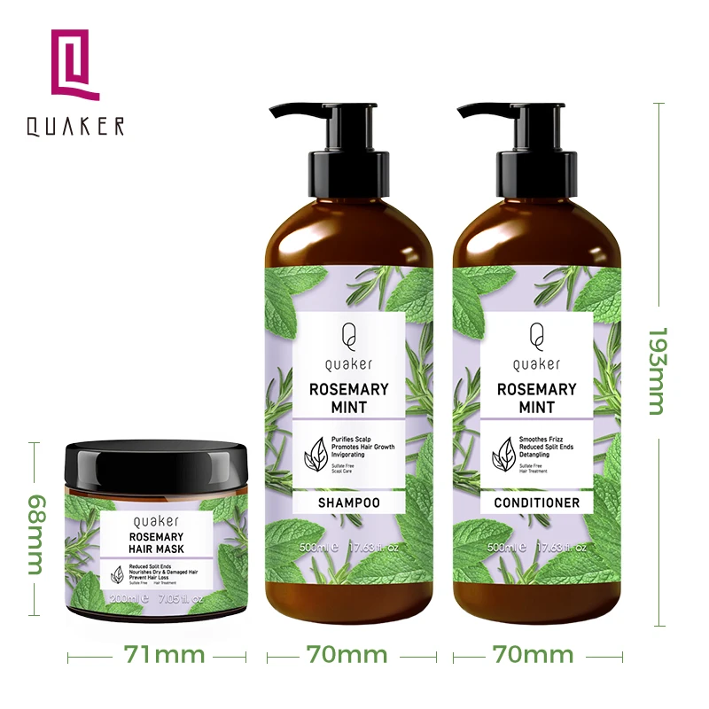 Qquaker Best Price Prevent Hair Loss Rosemary Mint Shampoo And Conditioner Smooth Private Label Hair Care Set For African Hair