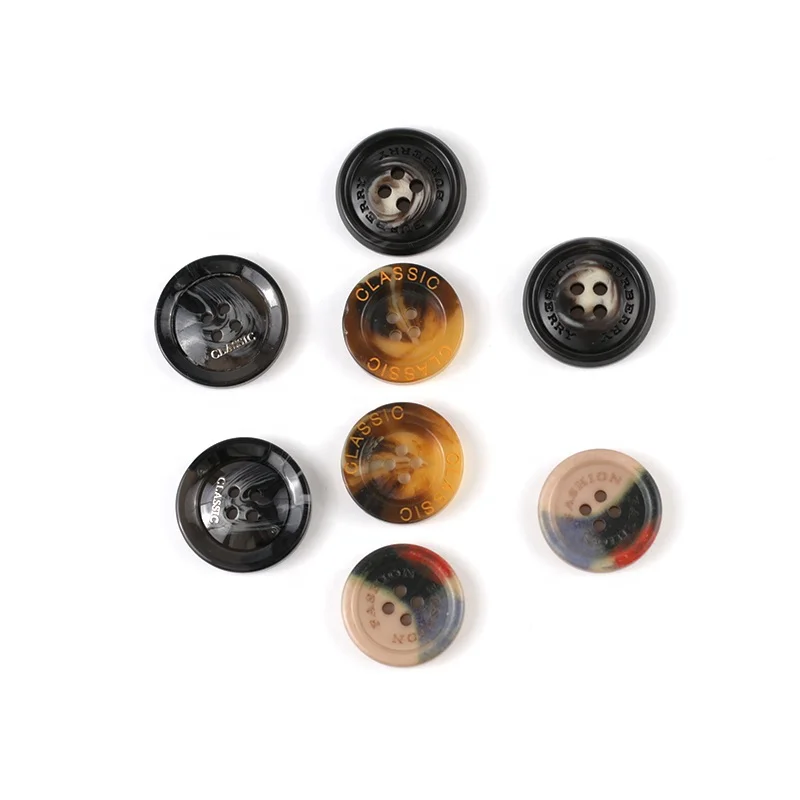 
customized Manufacturer Resin Plastic Buttons 4 holes 15mm 17mm 20mm 28mm 30mm Round Button for Craft Sewing Clothing Coat 