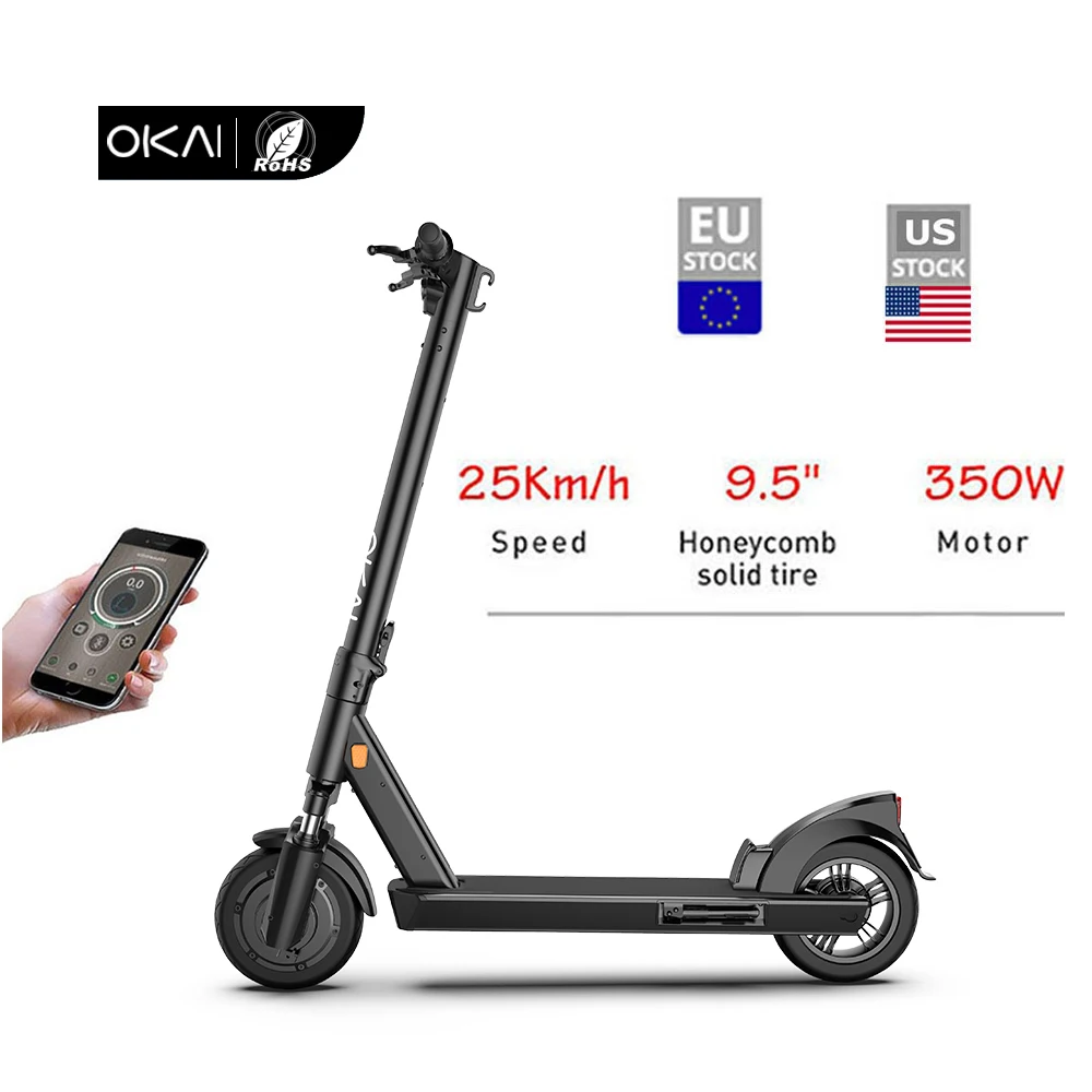 Good quality OKAI ES200E Long Range 350W 10.4ah two wheel adult folding Electric Scooter