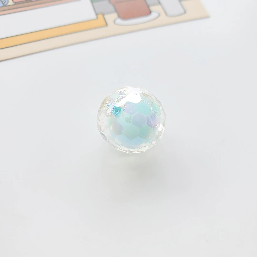 Clear Glitter Round Beads Transparent Korean 7 Color 16 mm Straight Hole Loose Beads DIY Jewelry Earrings For Jewelry Making