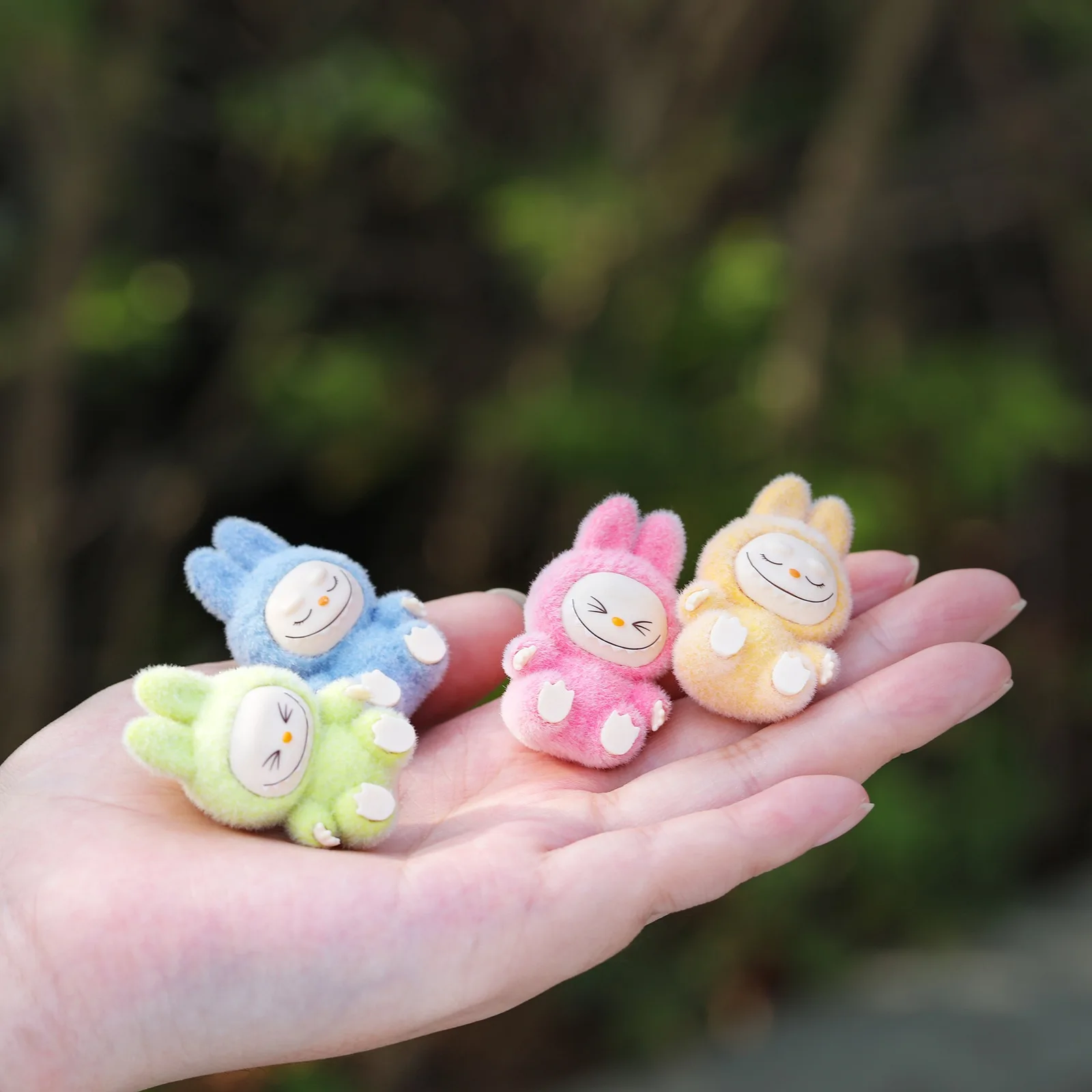 Bubble Mart Labubu Second Generation Mini Pendant Cute Grain Tide Play Blind Box Cotton Flocking Sitting Animal Stuffed Toys