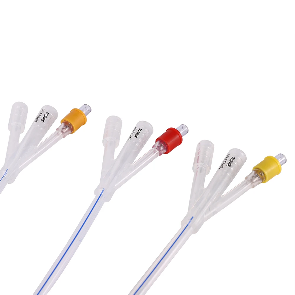 Ce Approved 100% Silicone Medical Disposable 3 Way Latex Free Foley Catheters