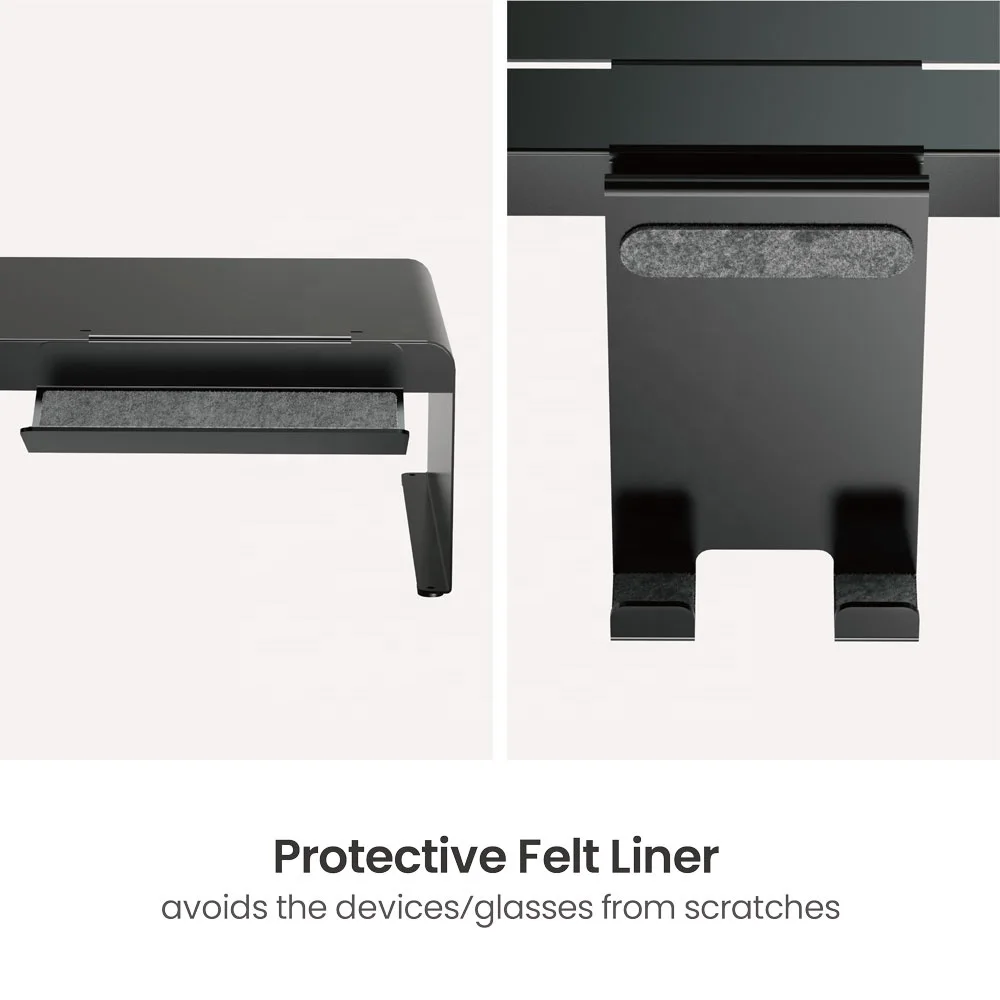 Office Monitor Stand Ergonomic Computer Steel White Black Desktop Laptop Riser With Storage Tray & Holders
