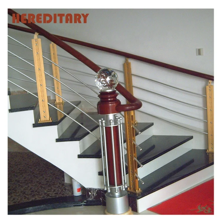 decorative brass aluminum staircase balustrade / glass baluster / rod balustrade