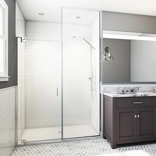 Modern Design Frameless shower screen Pivot glass panels swing shower door bath shower cabin