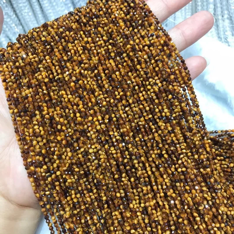 wholesale 2mm 3mm 4mm faceted tiger eye beads bracelet semi-precious gemstone beads for bracelet making jewelry making