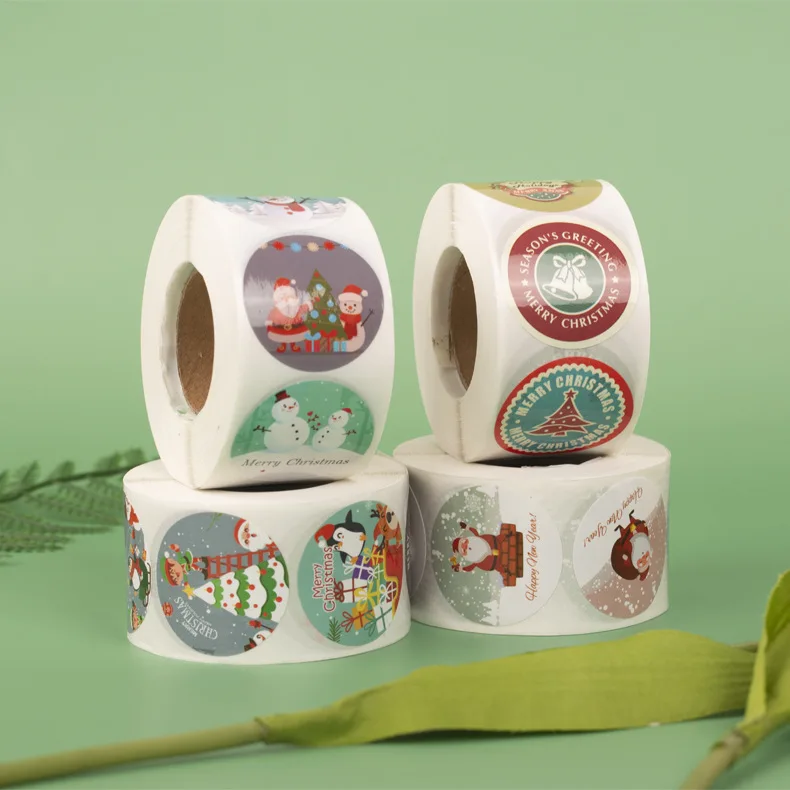 Adhesive Snowman Sitting with Christmas Tree Sticker for Candle Craft Photo Frame Minimum Order 500pcs PET Material